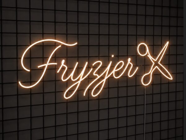 neon do salonu fryzjerskiego FRYZJER LED z nożyczkami