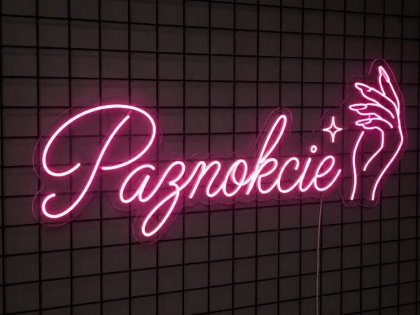 neon do salonu paznokci PAZNOKCIE LED z konturem dłoni