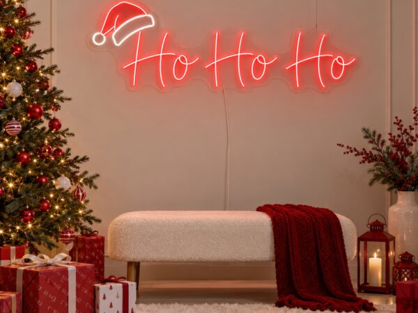 Neon Ho Ho Ho na transparentnej pleksi
