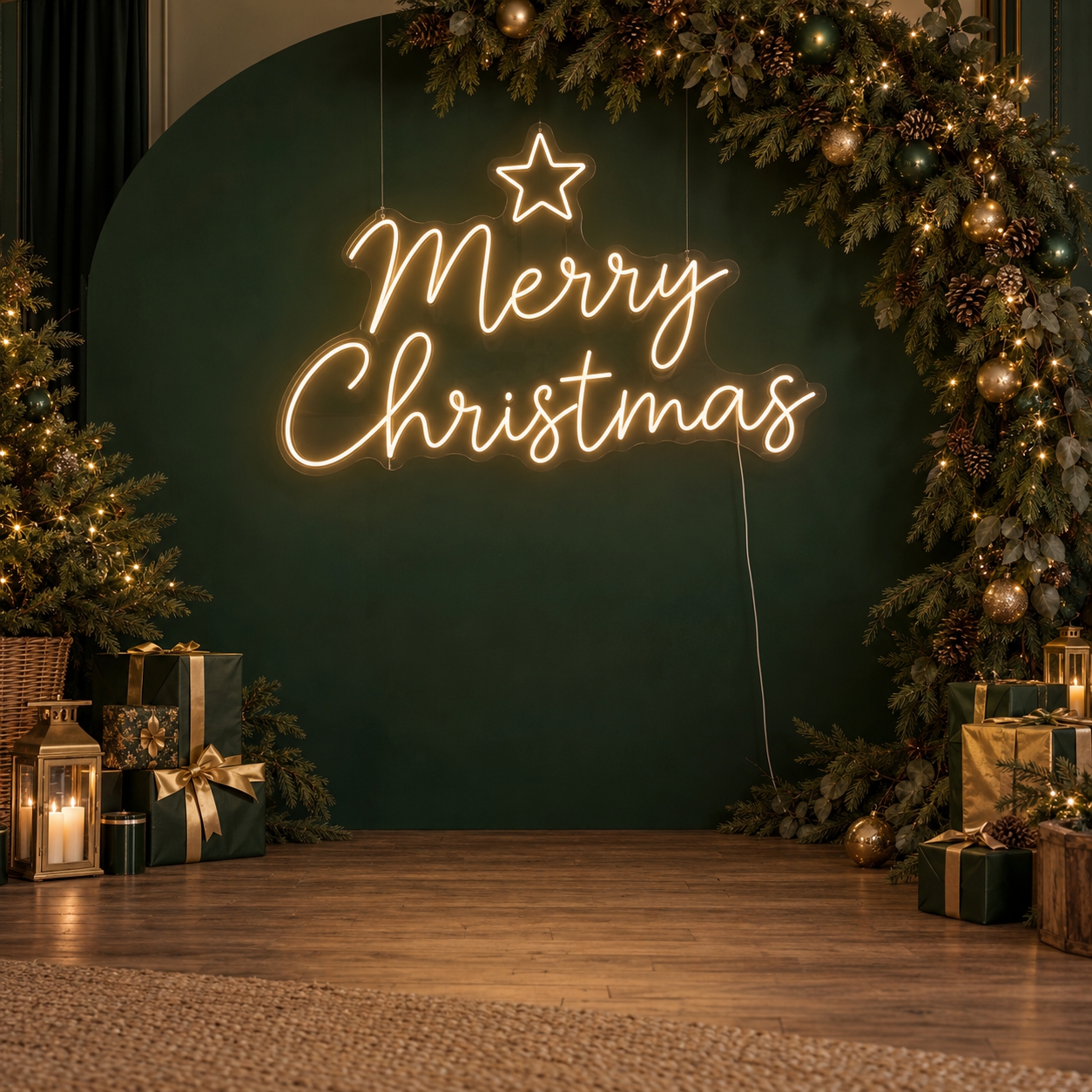 Neon Merry Christmas na transparentnej pleksi